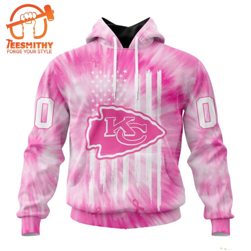 NFL Kansas City Chiefs Special Pink Tie Dye Footballl Custom Hoodie