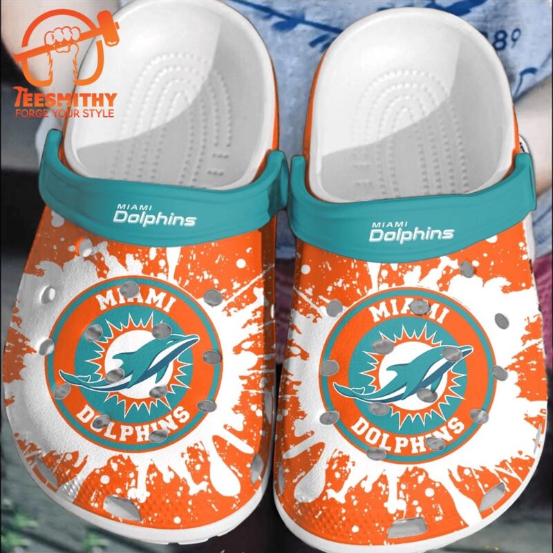 NFL Miami Dolphins Football Comfortable Clogs Shoes For Men Women