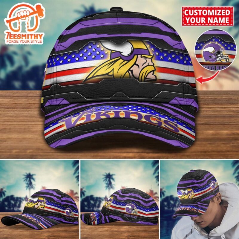 NFL Minnesota Vikings Flag Custom Name Cap