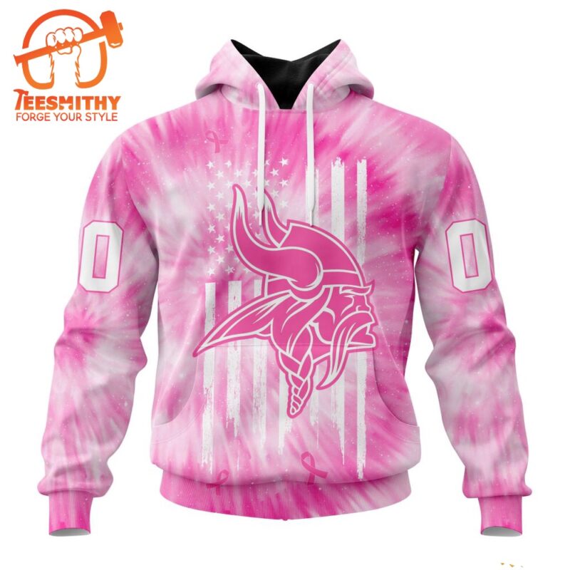NFL Minnesota Vikings Special Pink Tie Dye Footballl Custom Hoodie