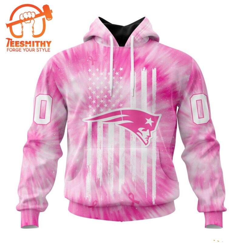 NFL New England Patriots Special Pink Tie Dye Footballl Custom Hoodie