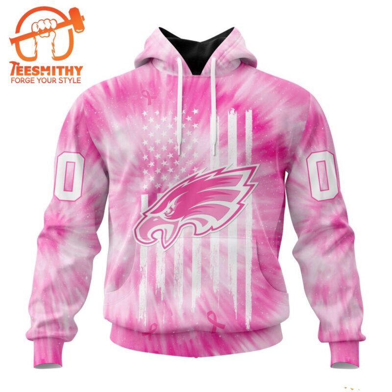 NFL Philadelphia Eagles Special Pink Tie Dye Footballl Custom Hoodie