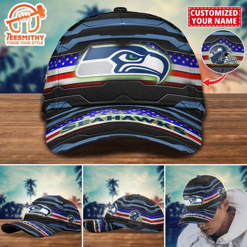 NFL Seattle Seahawks Flag Custom Name Cap