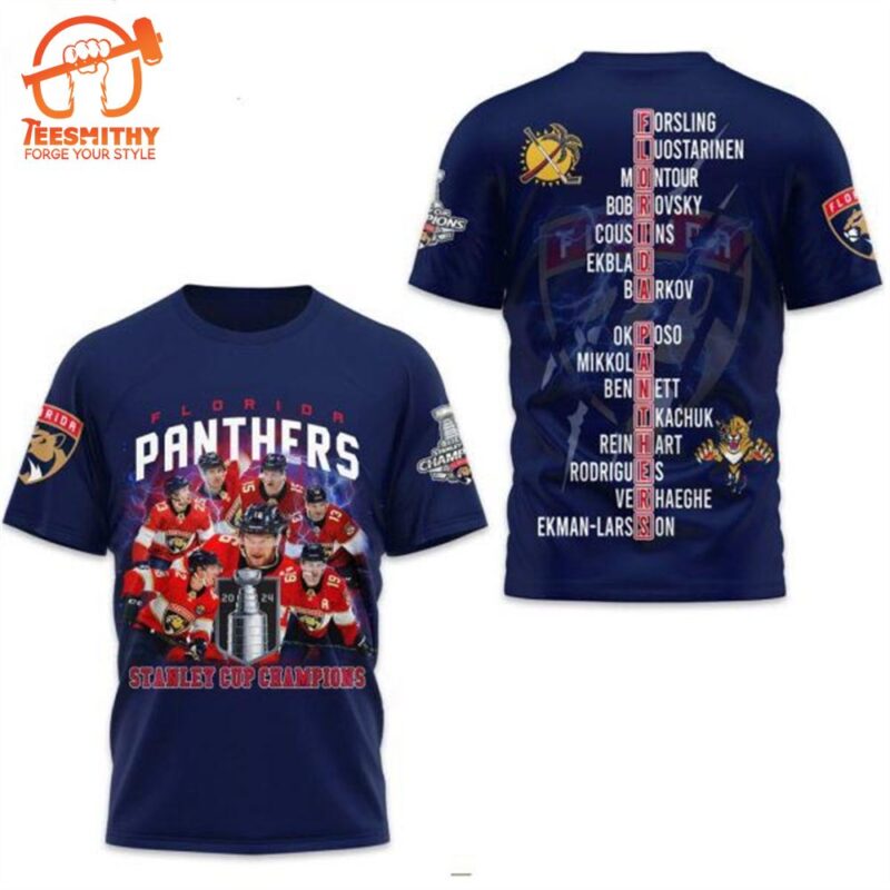 NHL Florida Panthers Stanley Cup Champions 2024 3D T-Shirt