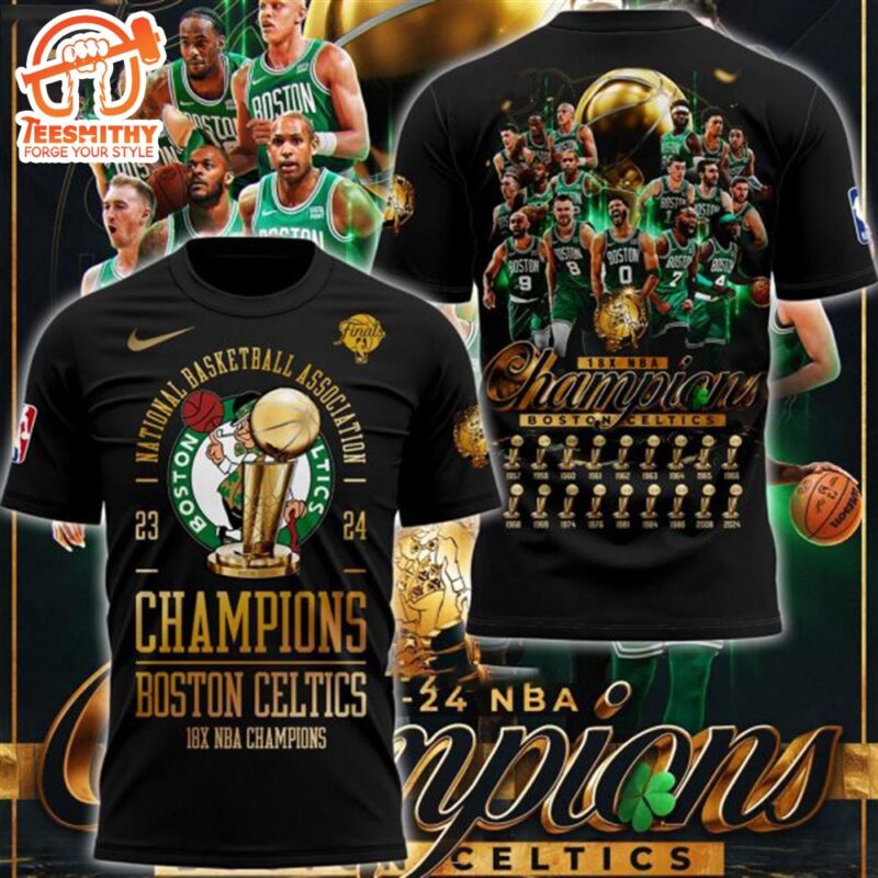 National Basketball Association 2023-2024 Champions Boston Celtics 18X NBA 3D T-Shirt