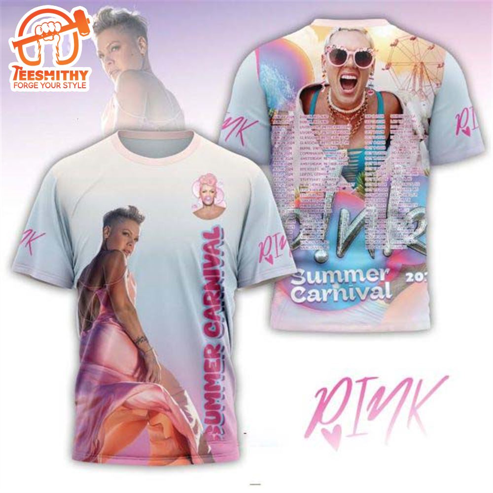 Pink Summer Carnial Tour 2024 3D T-Shirt