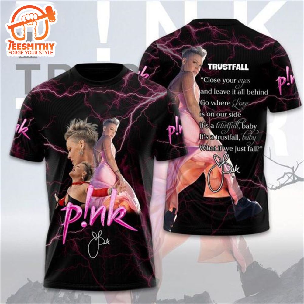 Pink Trustfall Signature Design 3D T-Shirt