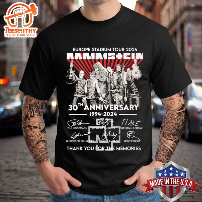 Rammstein Europe Stadium Tour 2024 30th Anniversary Thank You For The Memories Shirt
