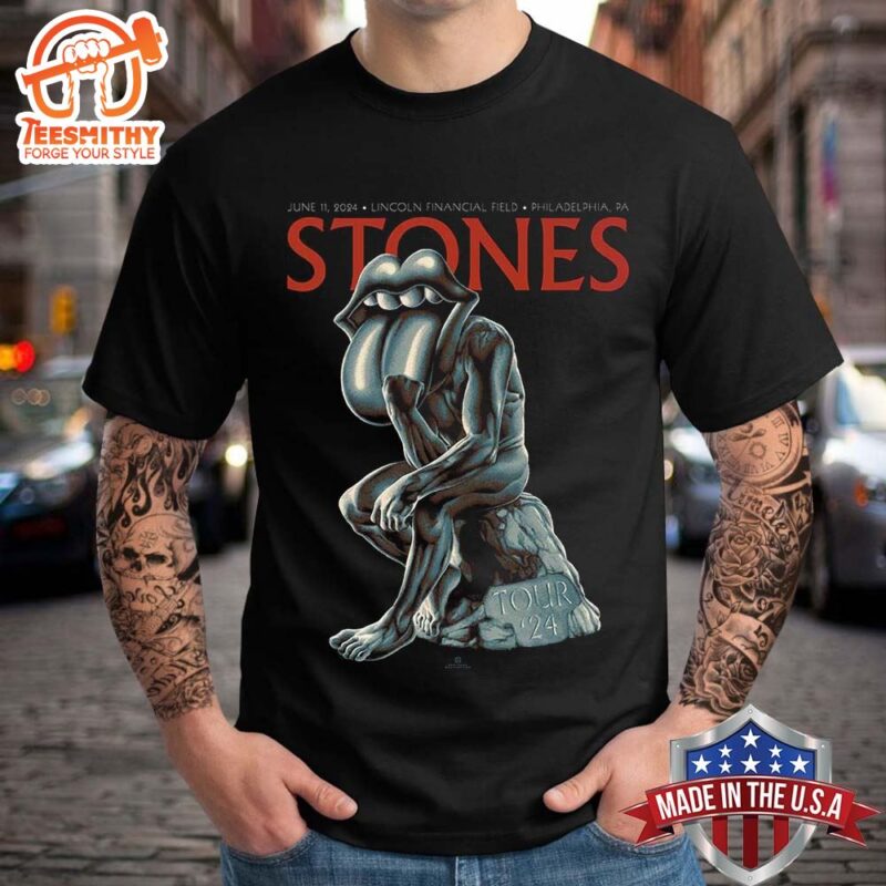 Rolling Stones Lithograph Merch Lincoln Financial Field In Philadelphia PA 2024,June 11 T-Shirt