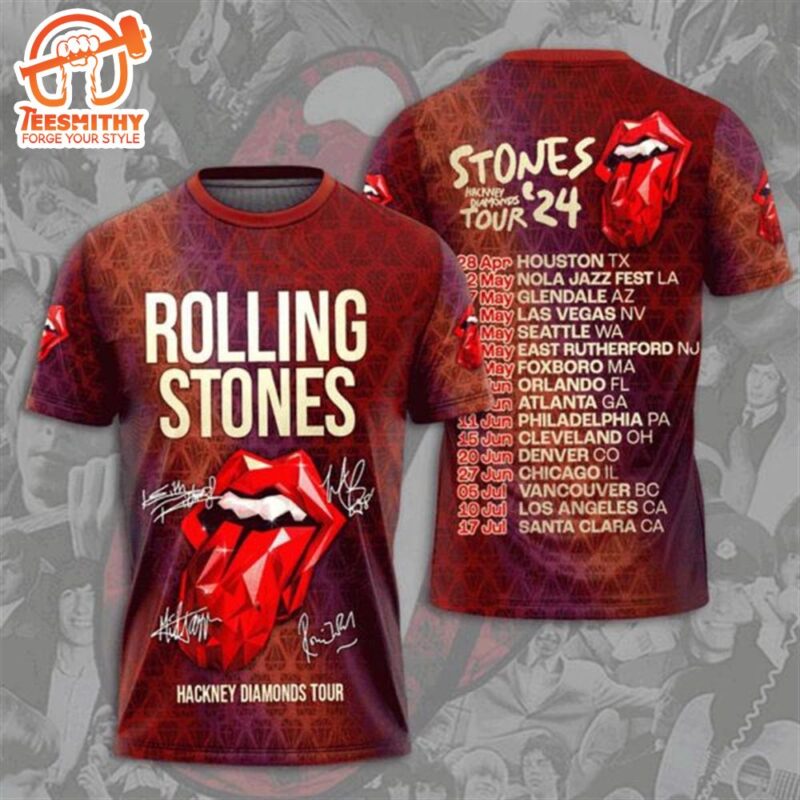 Rolling Stones Tour 2024 Rock Music 3D T-Shirt