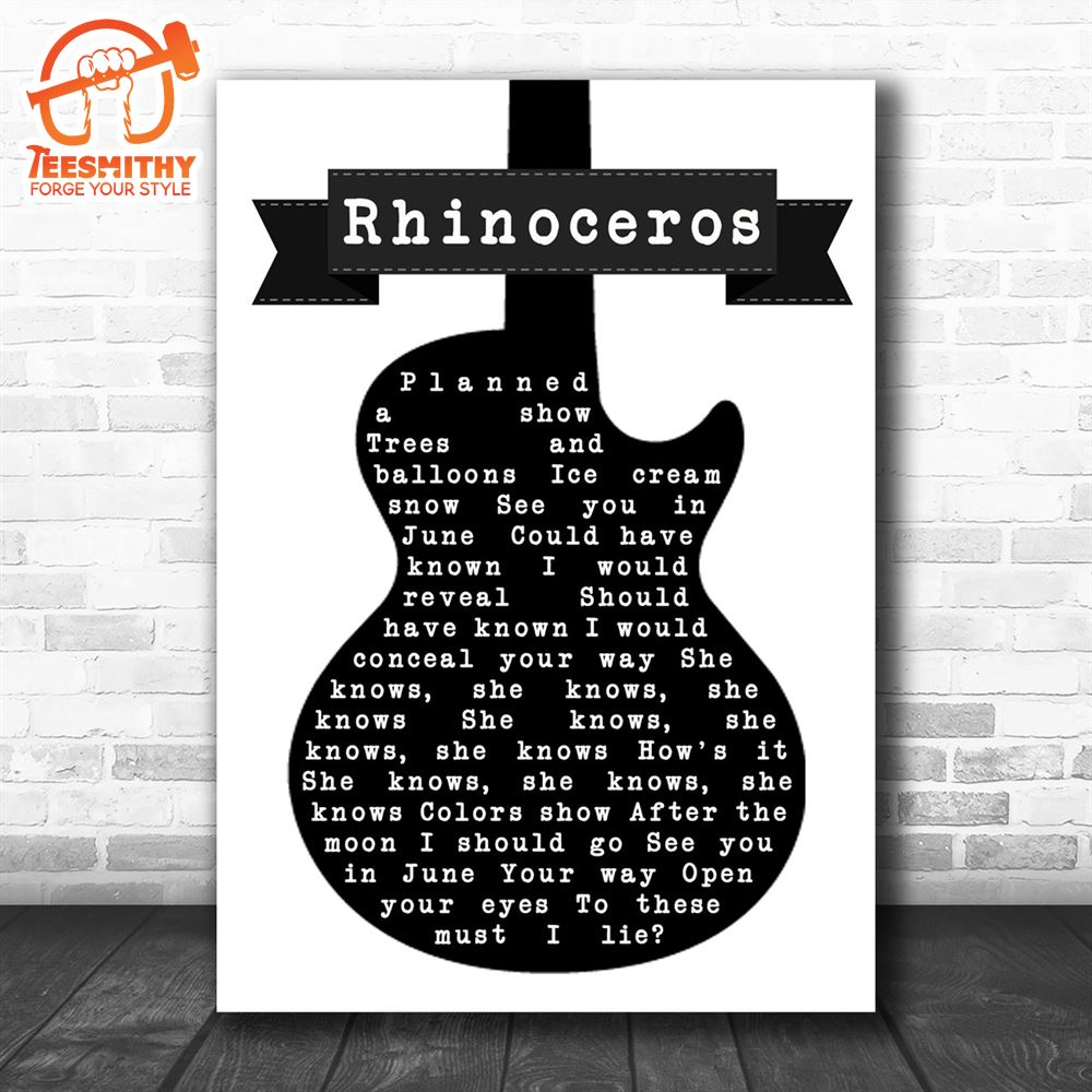 Smashing Pumpkins Rhinoceros Black & White Guitar Song Poster Canvas