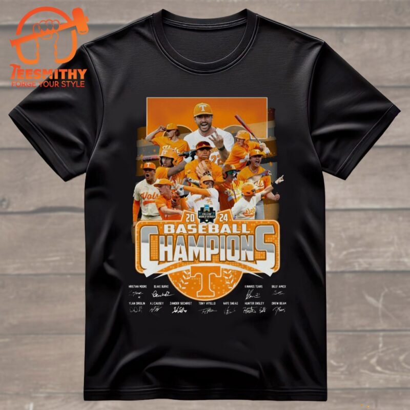 Tennessee Volunteers 2024 NCAA Men’s Baseball Division I Series Champions Team Player Signature T Shirt