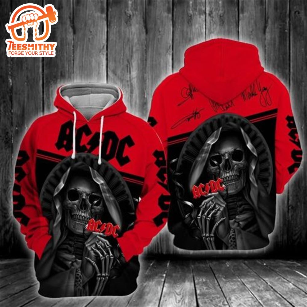 ACDC Black Red Skull Pullover Hoodie