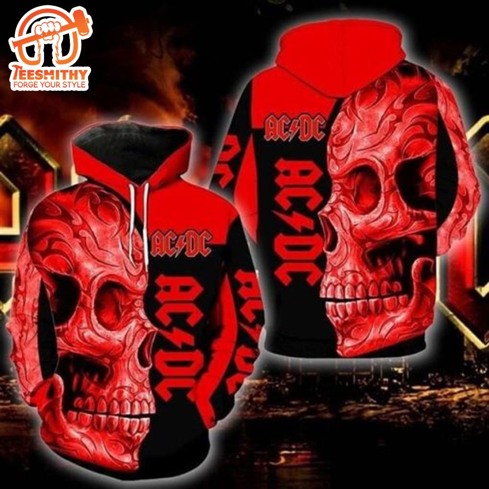 ACDC Orange Black Skull Pullover Hoodie