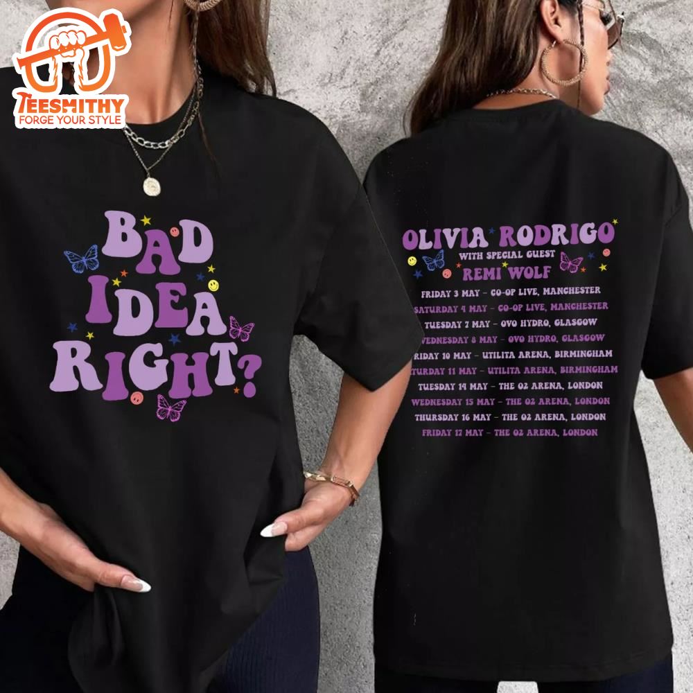 Adults Kids Olivia Rodrigo Tour 2024 Bad Idea Right Music Fan T-Shirt