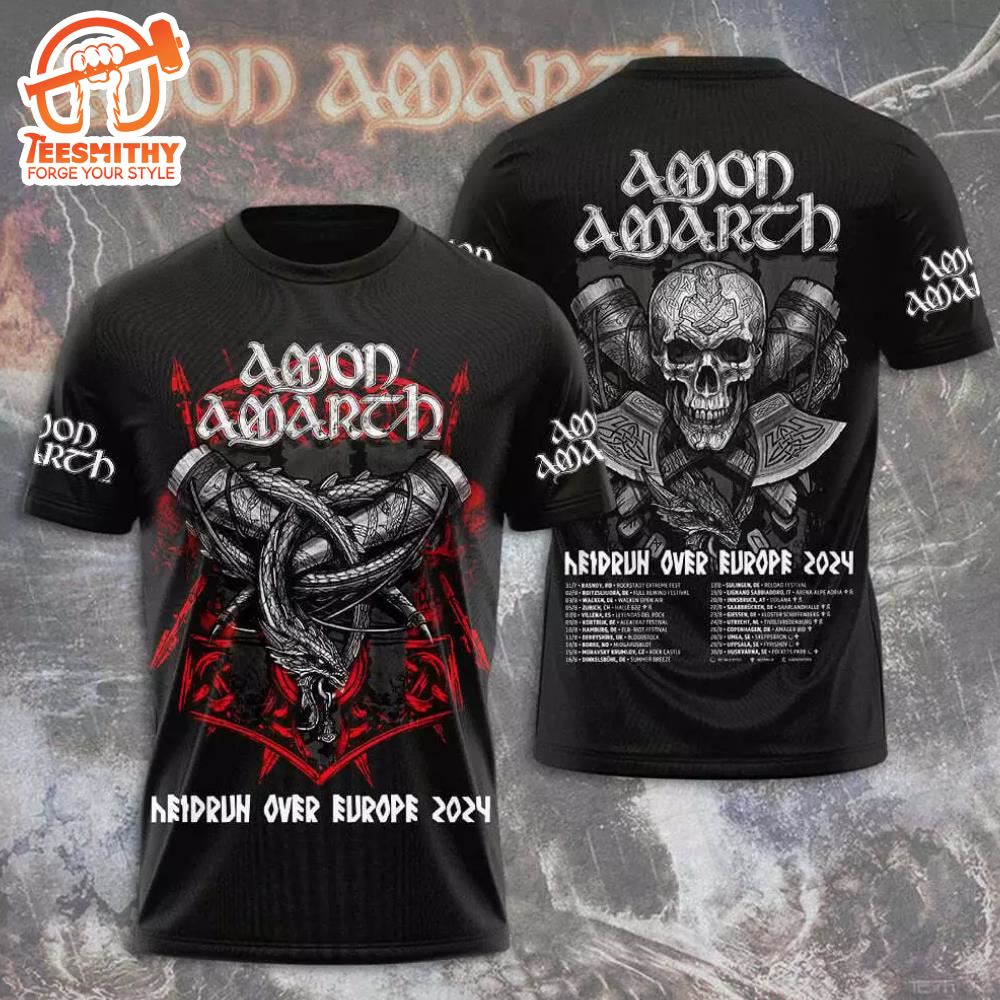 Amon Amarth Heidrun Over Europe Tour 2024 3D Print T-Shirts For Men Women