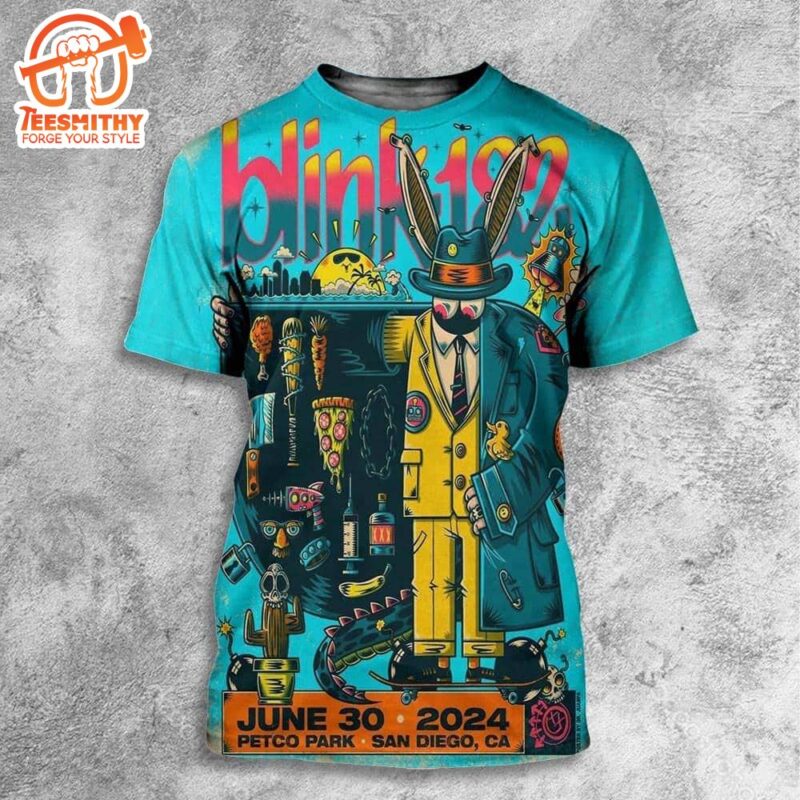 Blink-182 Artwork Poster For Show At Petco Park San Diego CA On June 30th 2024 3D Shirt