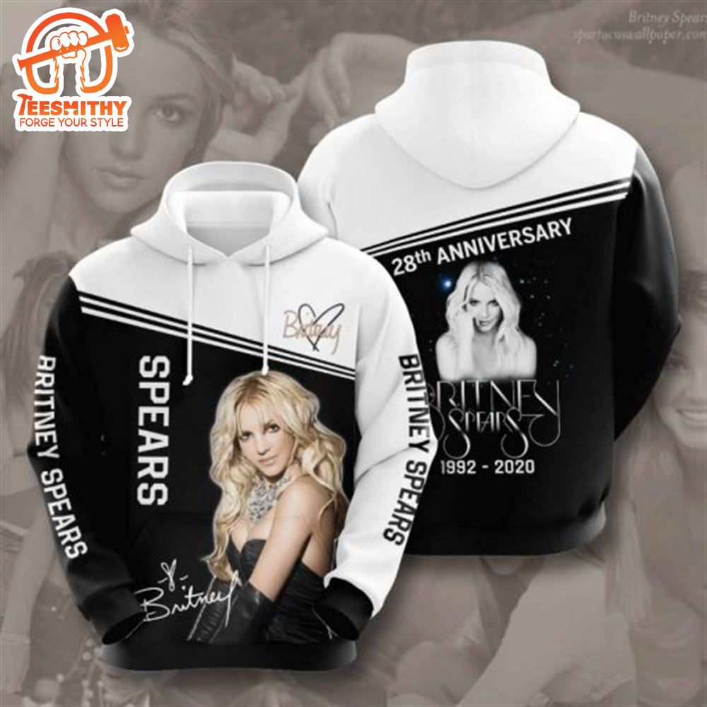 Britney Spears Black White 28th Anniversary Pullover Hoodie