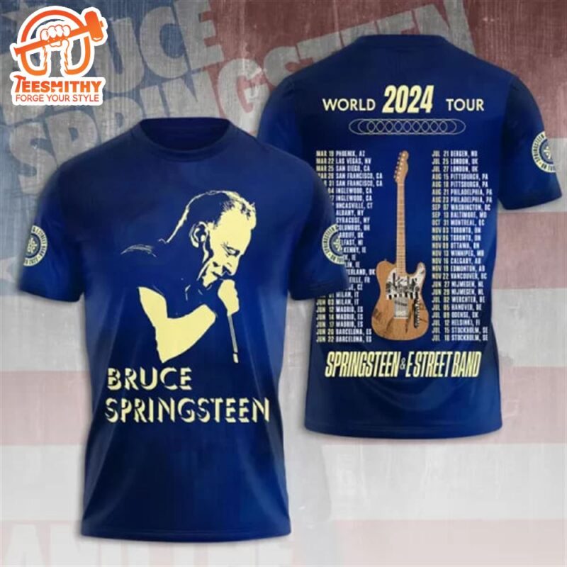 Bruce Springsteen 3D World 2024 Tour Blue Shirt