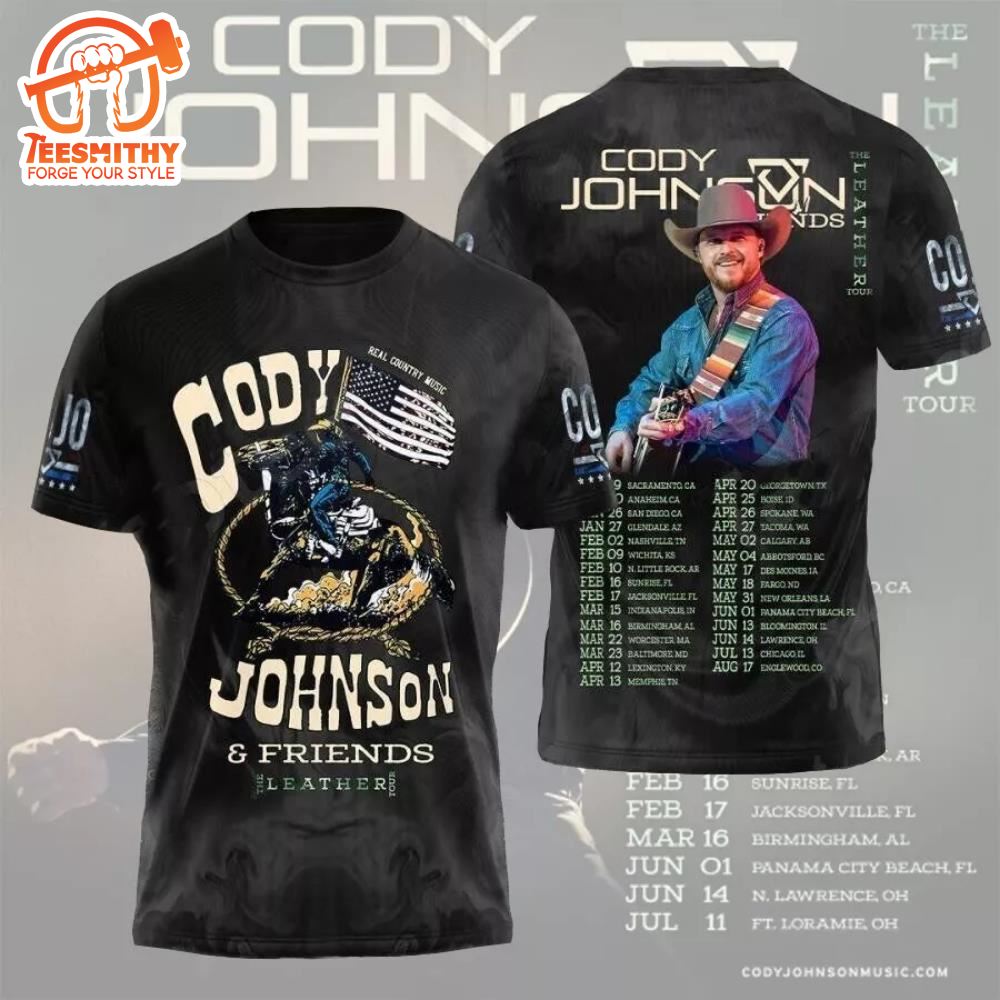 Cody Johnson The Leather Tour 2024 Shirts, Cody Johnson 3D T-Shirt