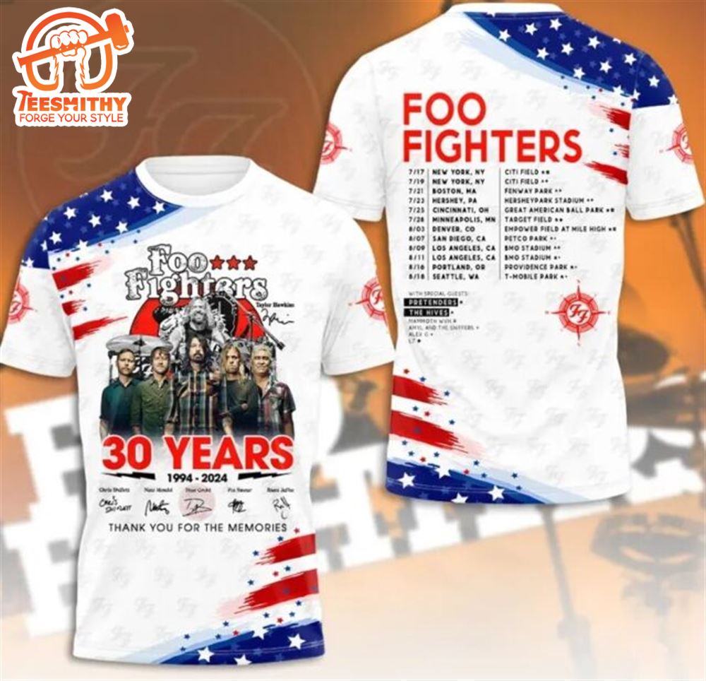 Foo Fighters Band Tour US 2024 Dates Flag American 3D T-shirt