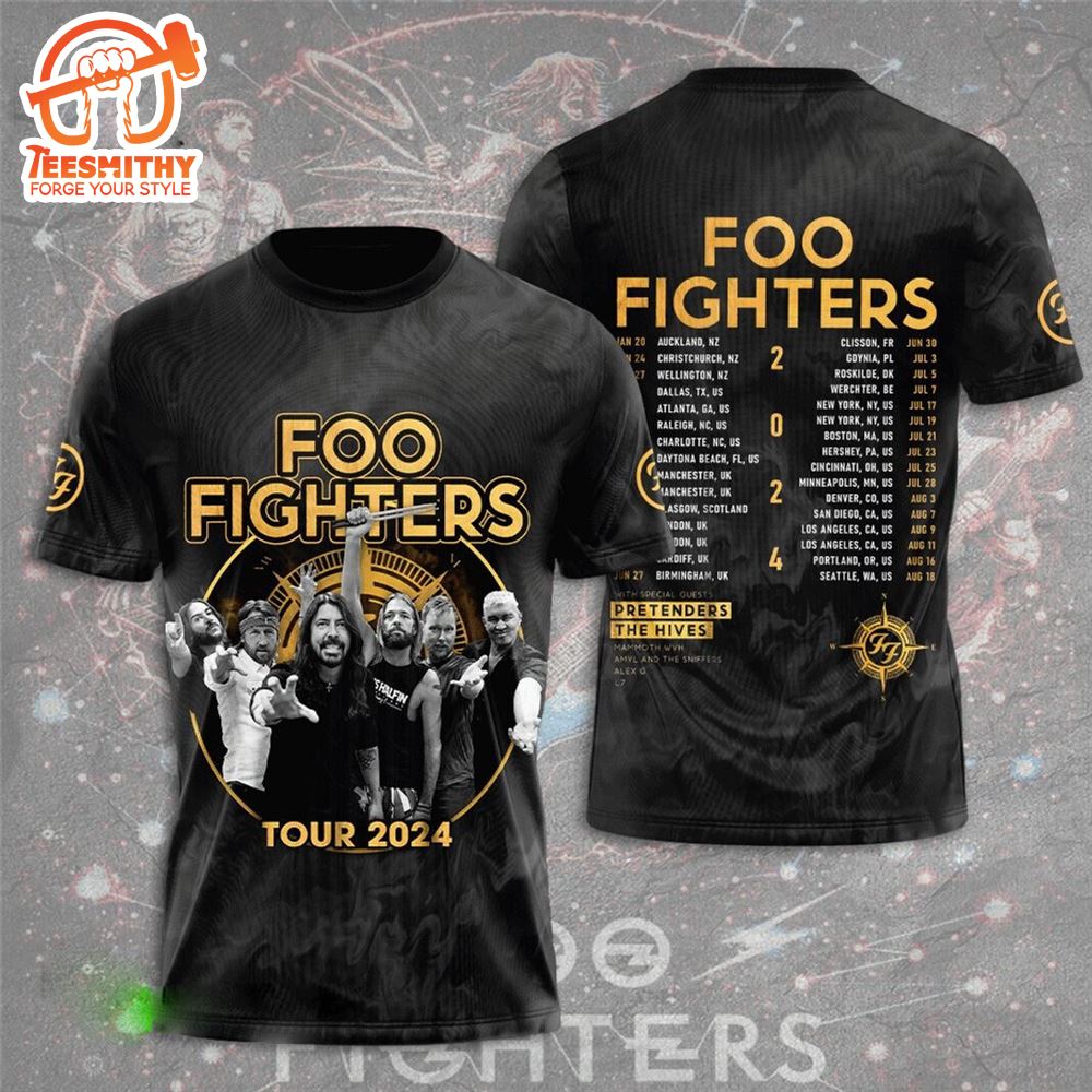 Foo Fighters Band Tour US 2024 Shirt, Rock Band 3D T-Shirt