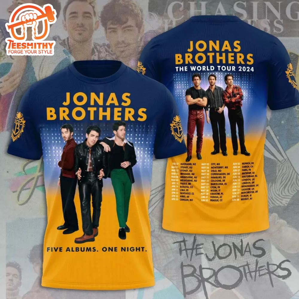 Jonas Brothers Five Albums One Night The Tour 2024 3D Unisex T-shirt