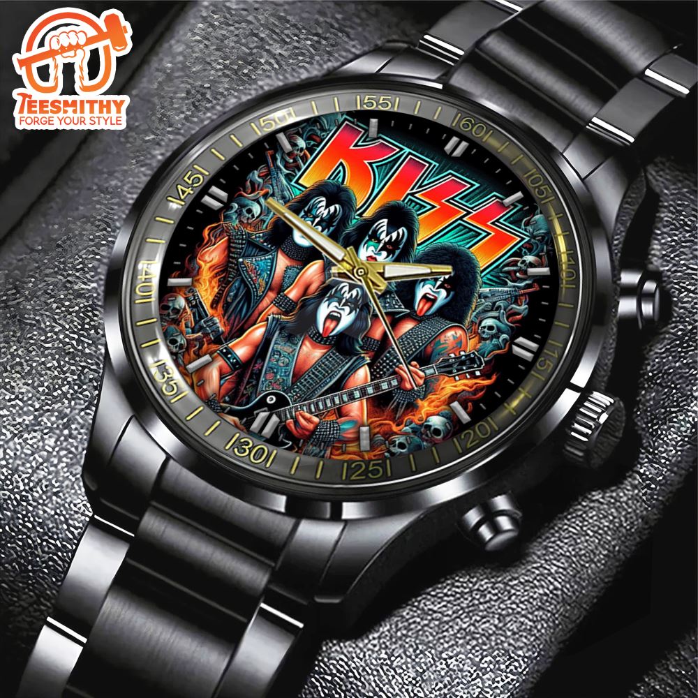 Kiss Band Rock Music Tour 2024 Black Stainless Steel Watch