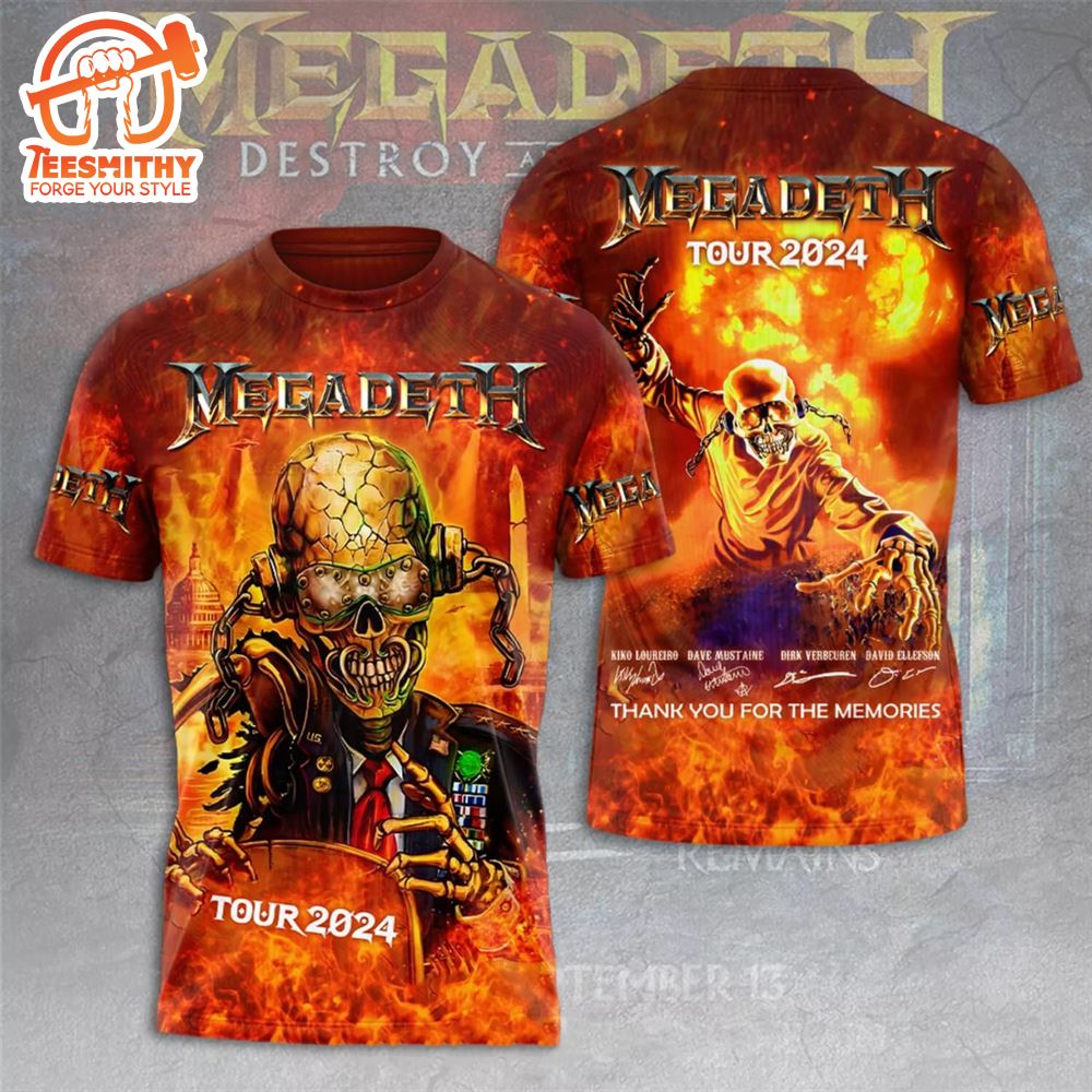 Megadeth Rock Band 2024 Announces Destroy All Enemies Tour T-shirt