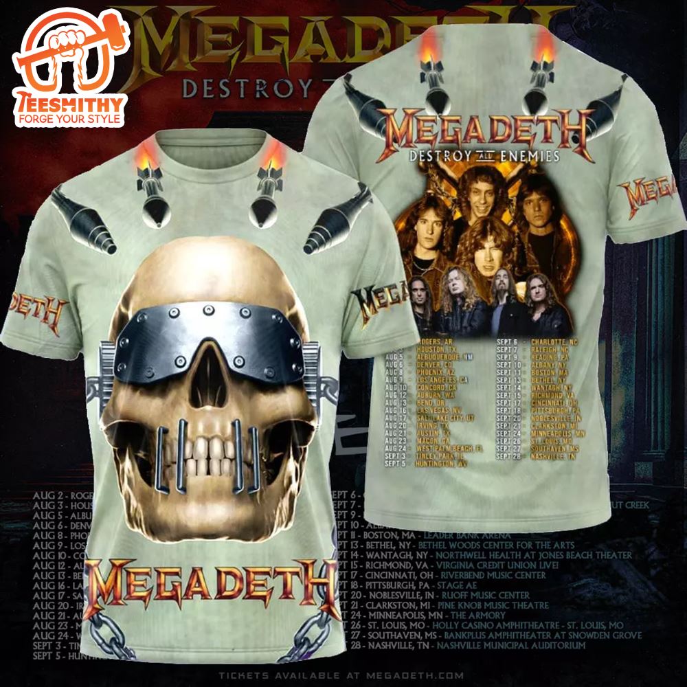 Megadeth Rock Band 2024 Announces Destroy All Enemies Tour US T-shirt Men Women