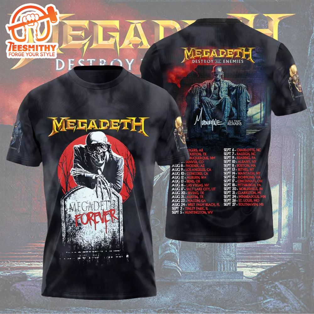 Megadeth Rock Band 2024 Announces Destroy All Enemies US Tour T-shirt Hoodie