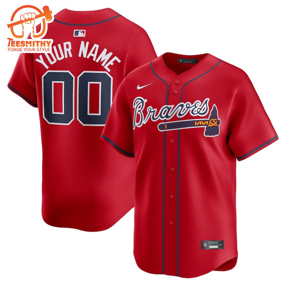 Men’s Atlanta Braves Red Alternate Limited Custom Jersey