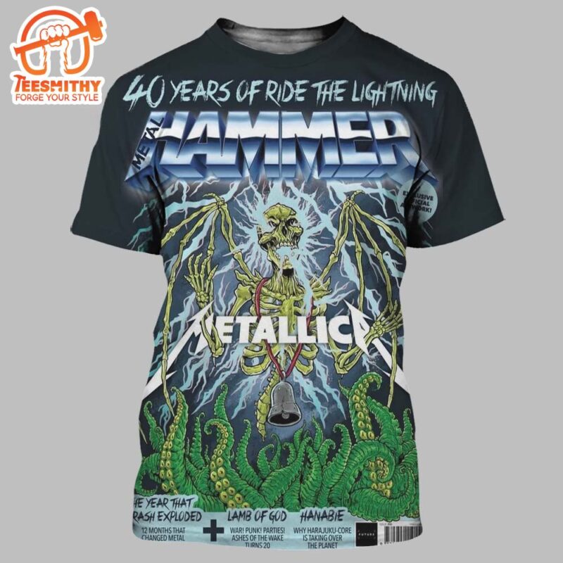 Metallica Celebrate 40 Years Of Ride The Lightning Album New Issue Of Metal Hammer 3D Shirt