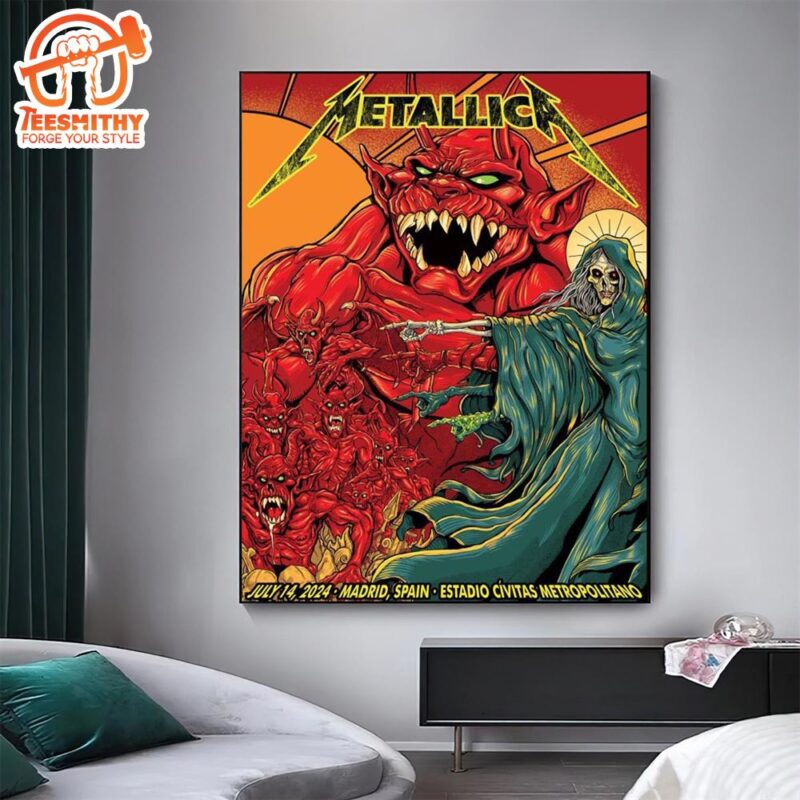 Metallica Europe M72 World Tour Estadio Civitas Metropolitano Madrid Spain July 14th 2024 Canvas Poster
