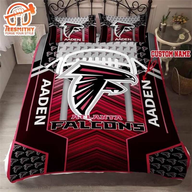 NFL Atlanta Falcons Custom Name Red Black Bedding Set