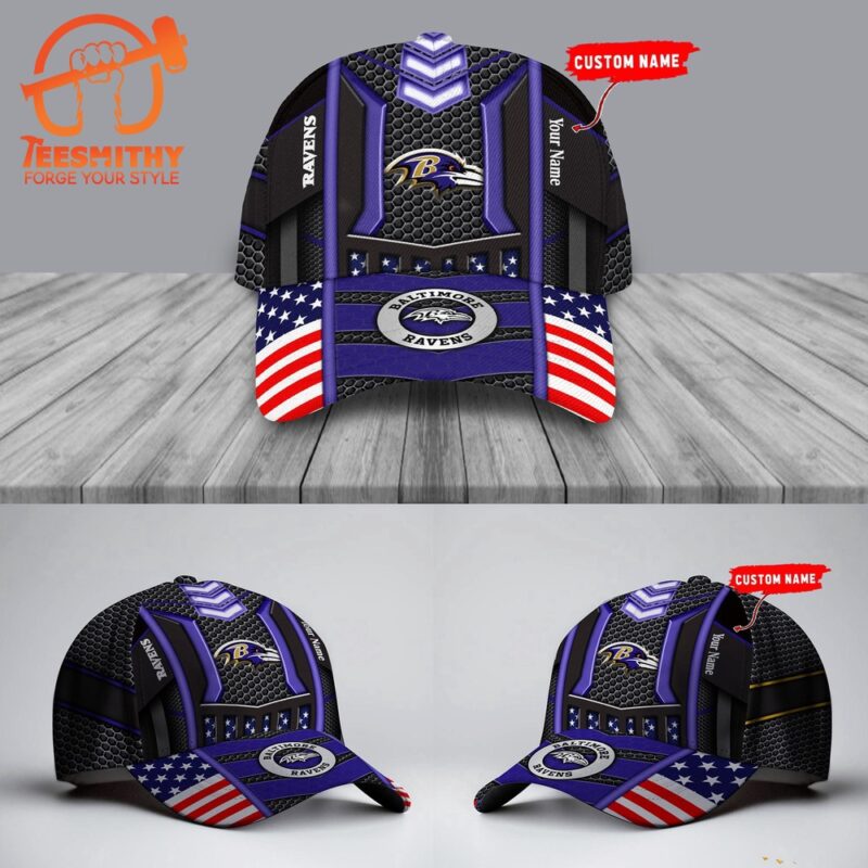 NFL Baltimore Ravens America Flag Football Custom Baseball Cap