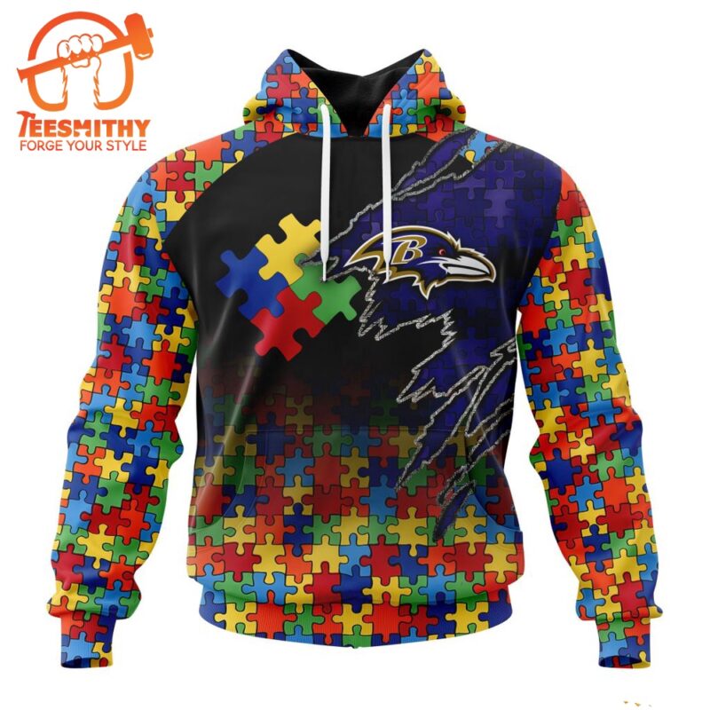 NFL Baltimore Ravens Autism Awareness Design Custom Hoodie