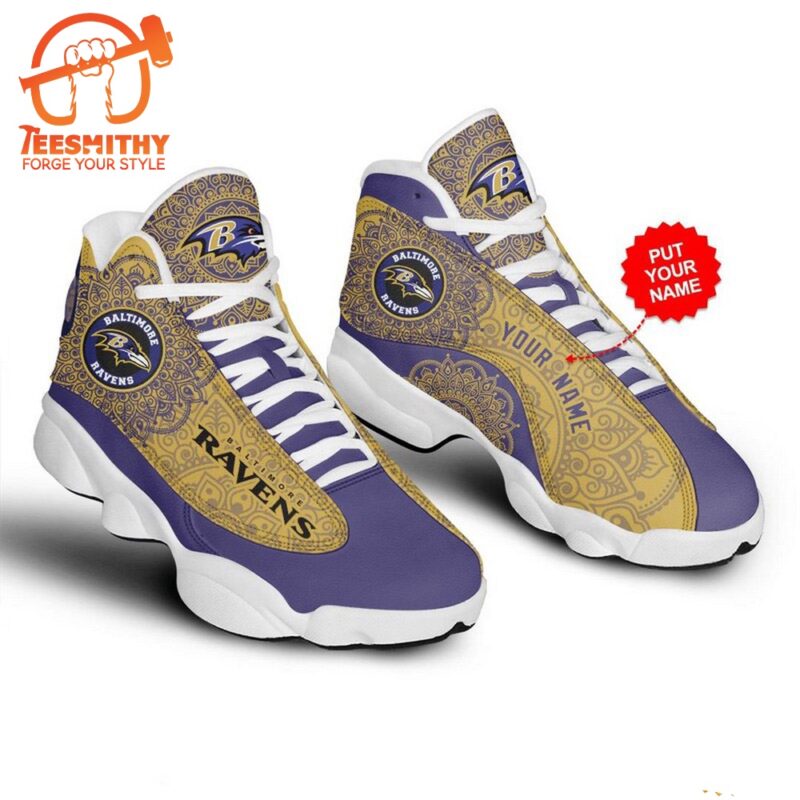 NFL Baltimore Ravens Pattern Custom Name Air Jordan 13 Shoes, JD13 Sport Shoes