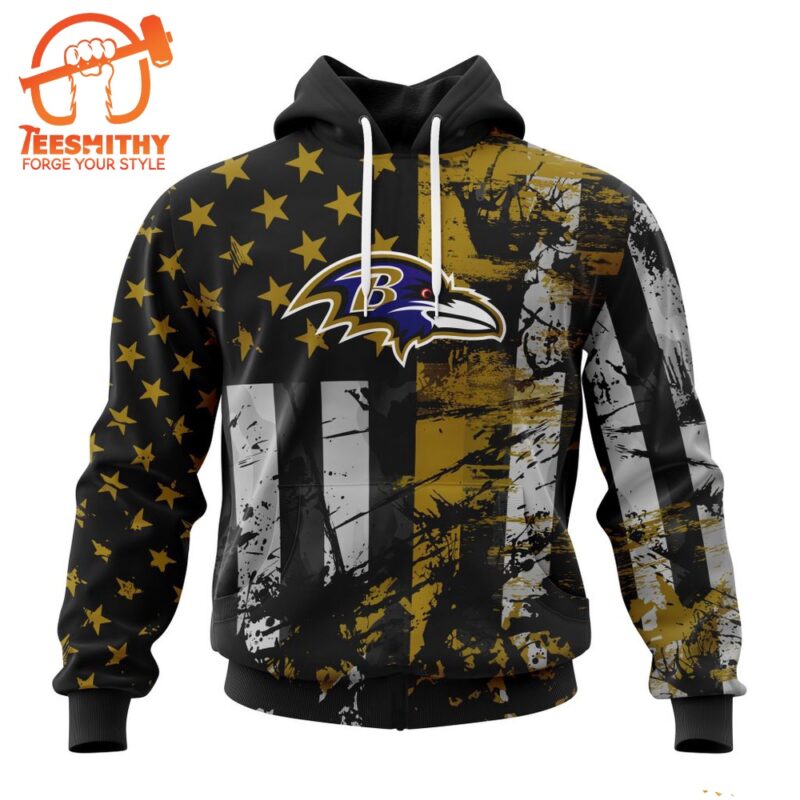 NFL Baltimore Ravens Special Classic Grunge American Flag Hoodie