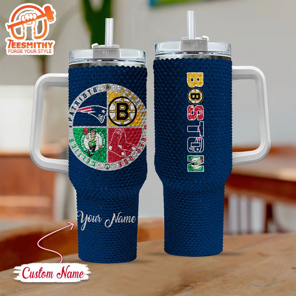 Boston Sports Logo Team Custom Name Tumbler 40OZ Handle Cup