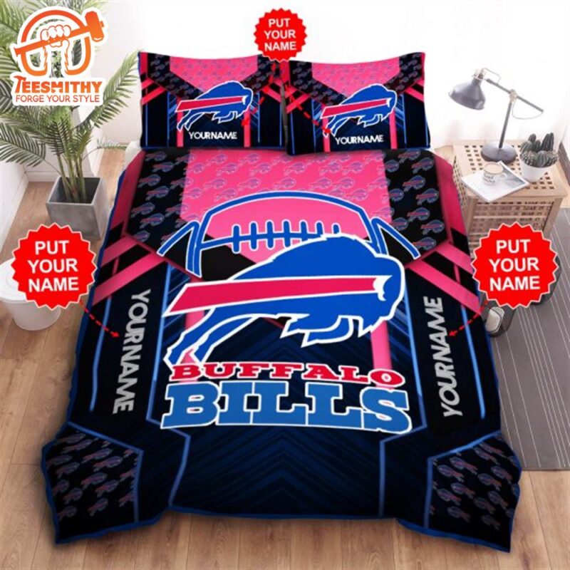 NFL Buffalo Bills Custom Name Black Red Bedding Set