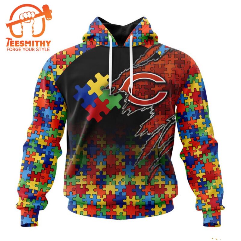 NFL Chicago Bears Autism Awareness Design Custom Hoodie