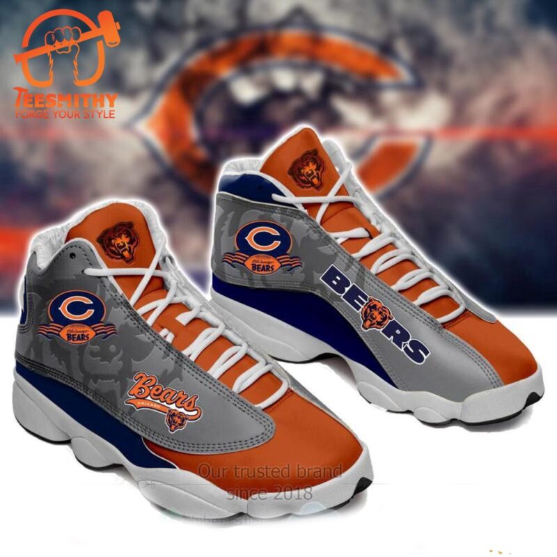 NFL Chicago Bears Football Orange Grey Air Jordan 13 Shoes