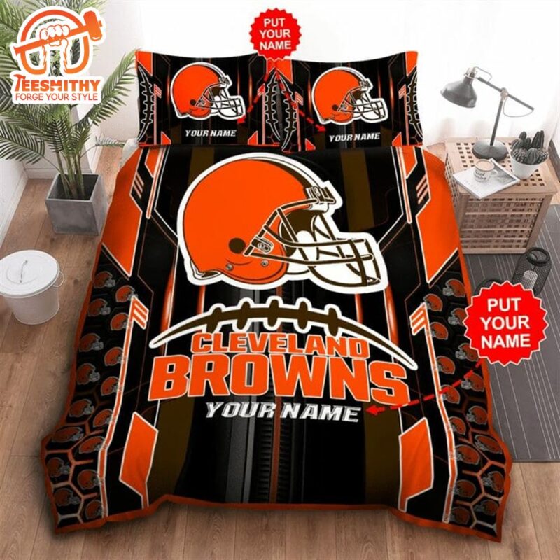 NFL Cleveland Browns Custom Name Orange Bedding Set