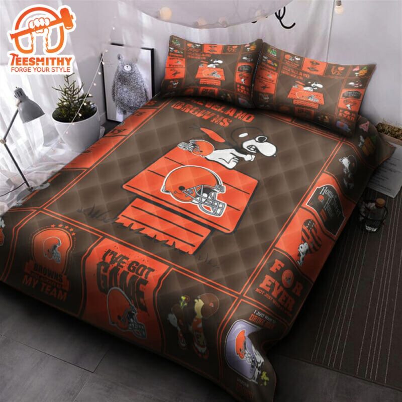 NFL Cleveland Browns Snoopy Orange Bedding Set