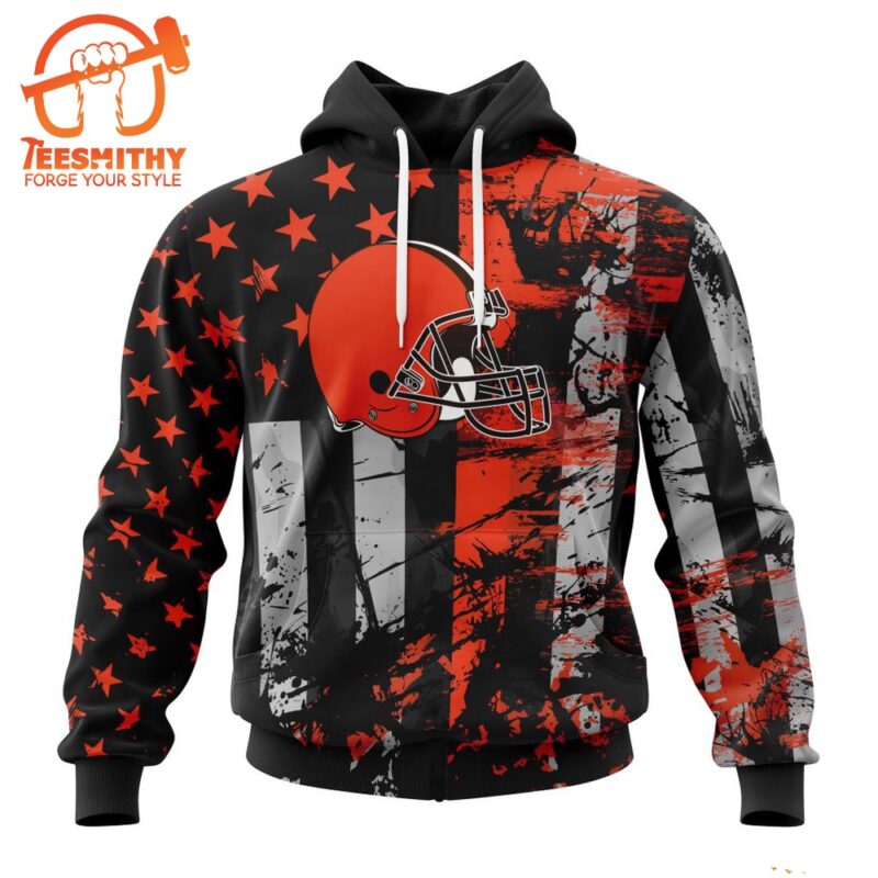 NFL Cleveland Browns Special Classic Grunge American Flag Hoodie