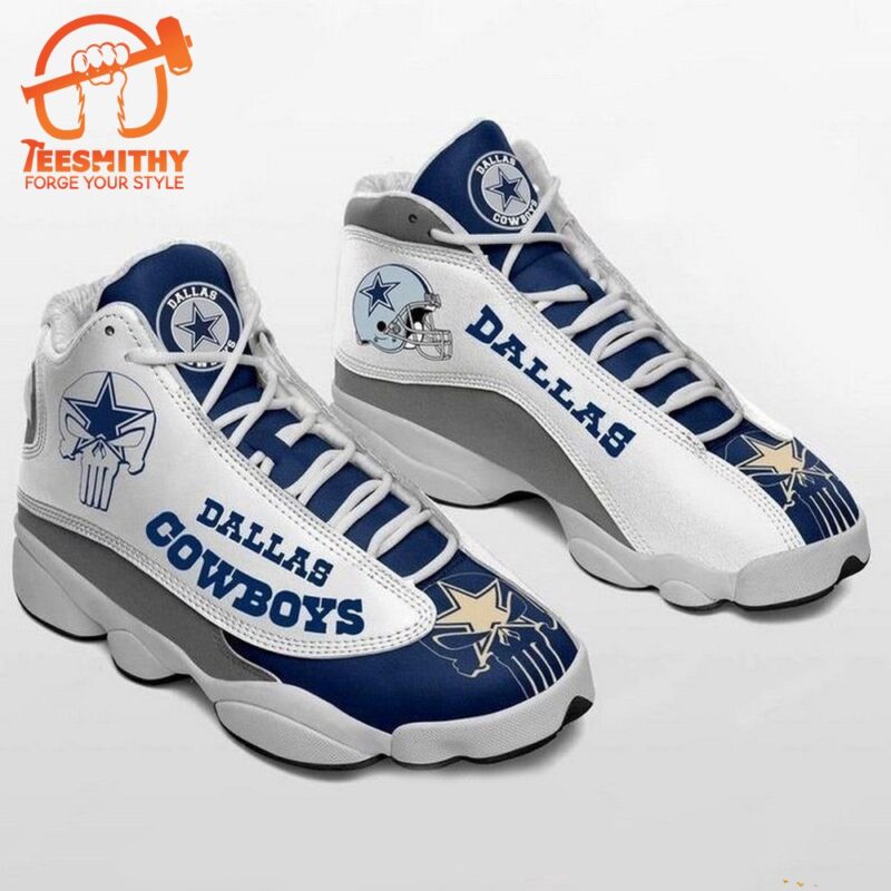 NFL Dallas Cowboys Big Logo Football Team Skull Air Jordan 13 Shoes