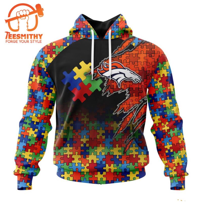 NFL Denver Broncos Autism Awareness Design Custom Hoodie