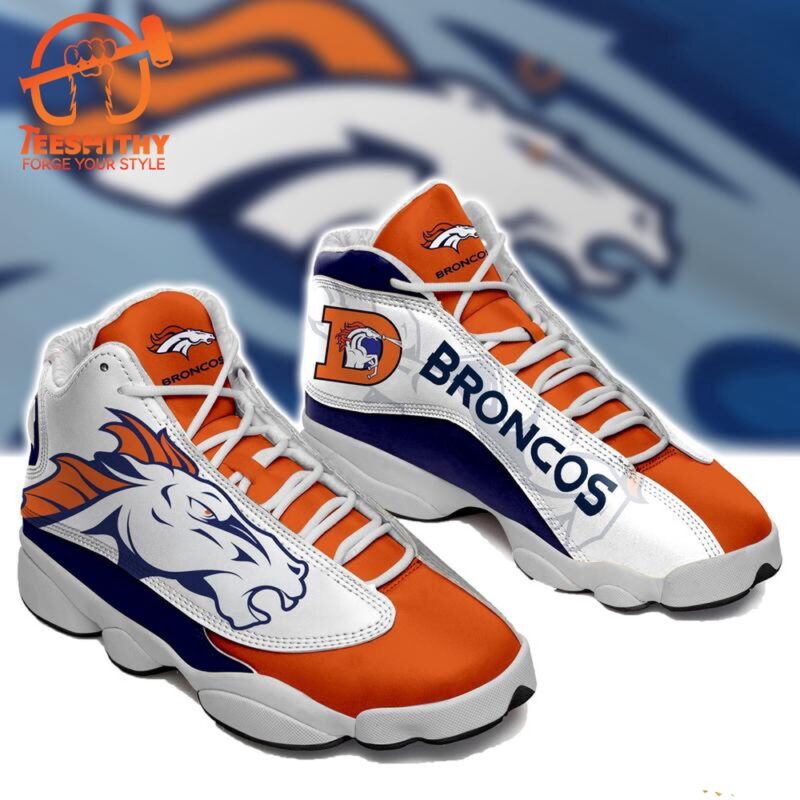 NFL Denver Broncos White Orange Air Jordan 13 Sneaker Shoes