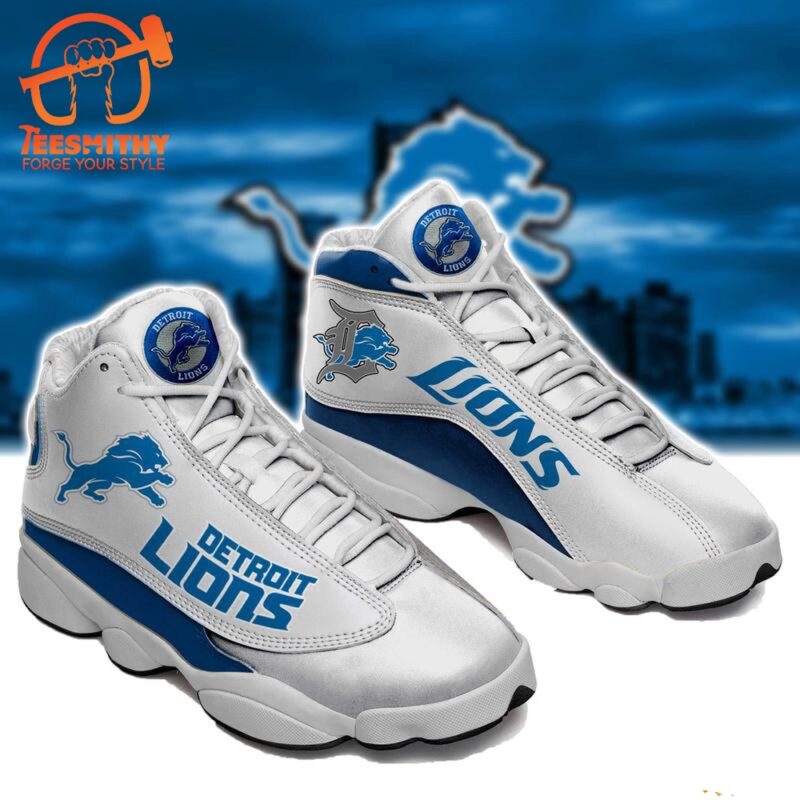 NFL Detroit Lions Blue White Air Jordan 13 Sneaker Shoes